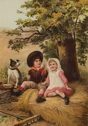 Enfants jouant à la campagne